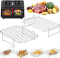 2Pcs Ninja Air Fryer Accessories, Air Fryer Racks 304 Stainless Steel, Airfryer Rack for Dual Drawer AF300UK AF400UK 7.6L-10.4L Compatible with Ninja, Cosori, Russell Hobbs Double Drawer Airfryer