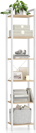 VASAGLE 6-Tier Bookshelf, Bookcase, Shelving Unit, for Office, Study, Living Room, Bedroom, 30 x 40 x 187.5 cm, Industrial, Natural Beige and Cloud White LLS101N01