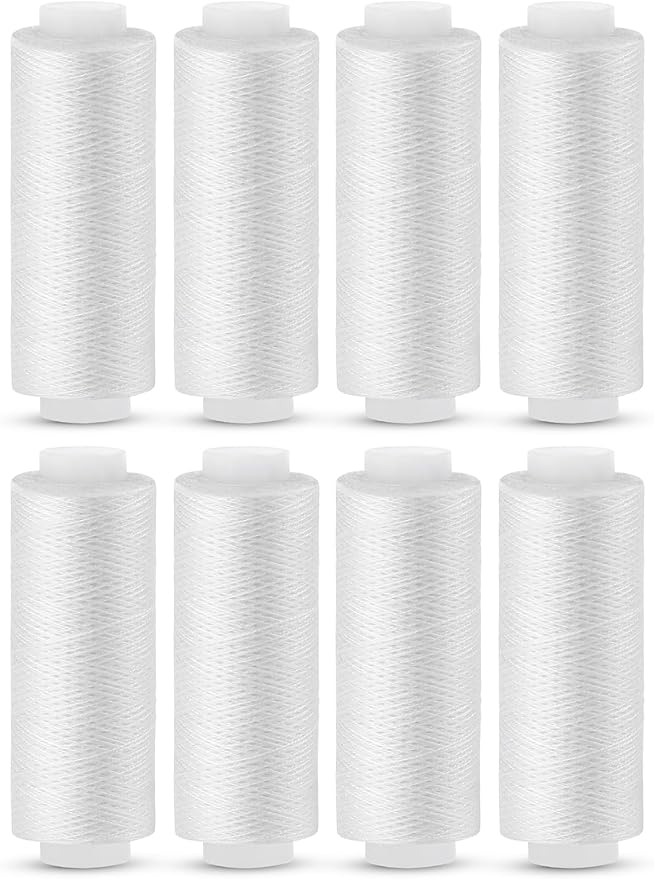Sewing Thread, 8 Pcs 200 Yards White Sewing Thread, All Purpose Thread for Sewing Machine, Hand Stitching, Embroidery