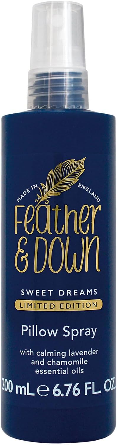 Feather & Down Sweet Dreams Limited Edition Pillow Spray (200ml) - with Calming Lavender & Chamomile Essential Oils. Encourages Calm, Tranquillity & a Restful Night's Sleep. Cruelty Free.