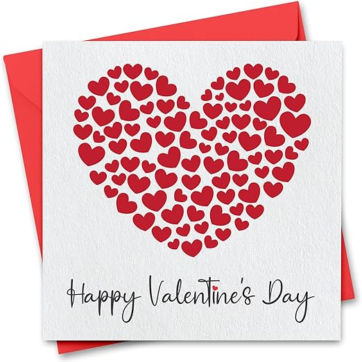 Romantic Valentine's Day Card for Him or Her - Valentine's Day Card for Girlfriend, Boyfriend, Husband or Wife - Valentine's Day Card for Fiance Fiancee - Red Heart's Valentine's Card