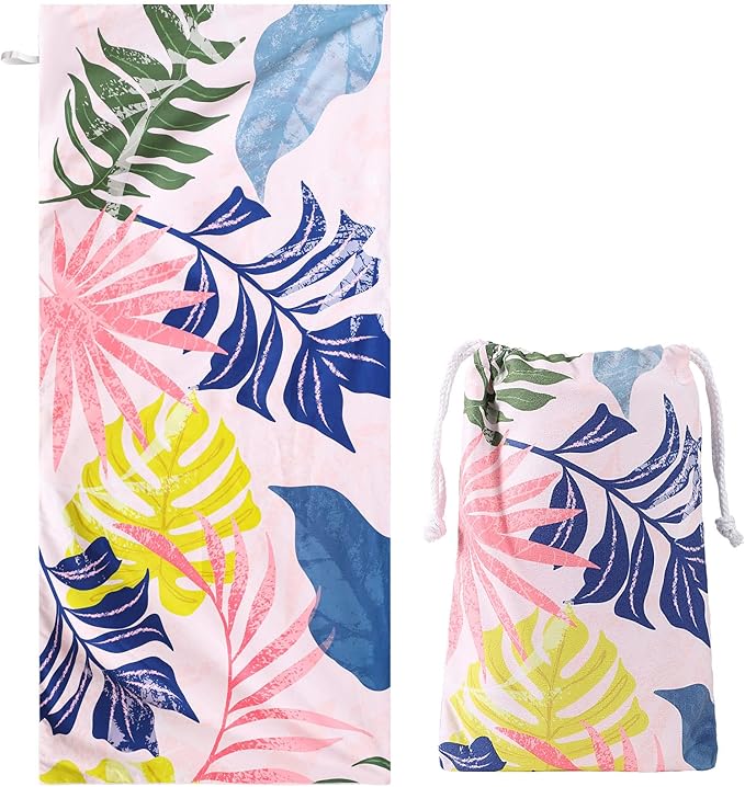 Beach Towel,200x90cm/78.7x35 inch Lightweight Soft Beach Towel Absorbent Oversized Towel with Bags for Adults Women Men