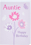Piccadilly Greetings Traditional Birthday Card Auntie - 7 x 5 inches, purple|pink|white|peach