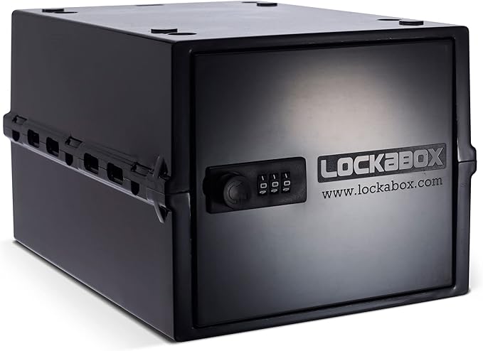 Lockabox One™ | Premium Lockable Storage Box (10L) | Combination Lock Box for Food, Medicine & Home Safety | Made In Britain | External Size 31 x 21 x 17 cm (Jet)