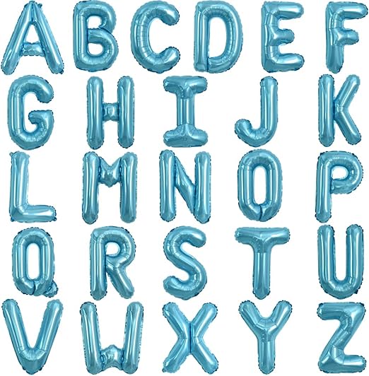 TONIFUL 16 Inch Letter Balloons 52 Pieces Light Blue Letter A-Z Balloons,Custom Phrase Mylar Foil Alphabet Letter DIY Personalized Phrase Banner for Birthday Anniversary Celebration Graduation Party