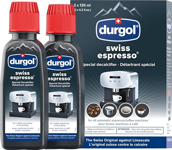 Durgol Descaler for Coffee Machines, Swiss Espresso Special Descaler Liquid Compatible with All Coffee Makers, 2x125 millilitres