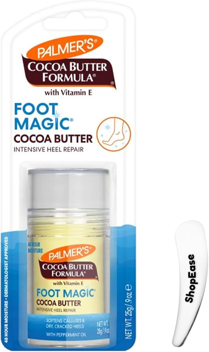 Palmer’s Cocoa Butter Formula Foot Magic Heel Repair Stick 25g – Cracked Heel Balm & Foot Cream for Dry Feet with Peppermint Oil, Shea Butter & Vitamin E – Paraben Free, with Cosmetic Spatula