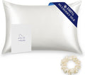ALASKA BEAR 100% Mulberry Silk Pillowcase for Hair and Skin Health, Hypoallergenic, Standard Size 50x75cm Natural Silk Pillow Case for Beauty Sleep (1pc, Ivory White)