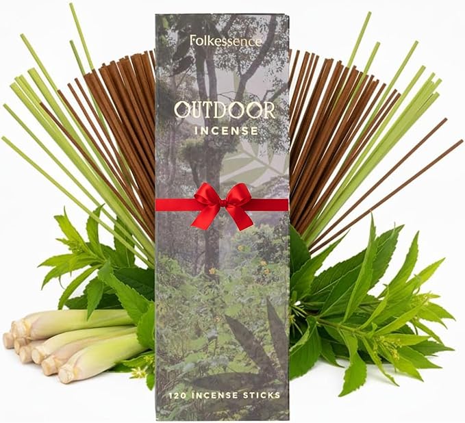 Folkulture Citronella Incense Sticks | Pack of 120 Long 12” Citronella & Lemongrass Incense Sticks | Slow Burn, Non Toxic, Organic for Patios, Gardens & Outdoor Gatherings for Women