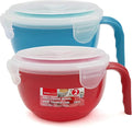 SOL 2pk Microwavable Containers with Vented Lids - 900ml Soup Mugs with Handles for Home & Office - Dishwasher-Safe Microwave Bowls with Leak-Proof Lids