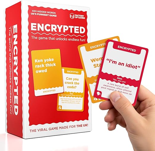 Encrypted Party Game, 16+, 2-20 Players, UK Edition, 400 Cards Including UK Culture Category