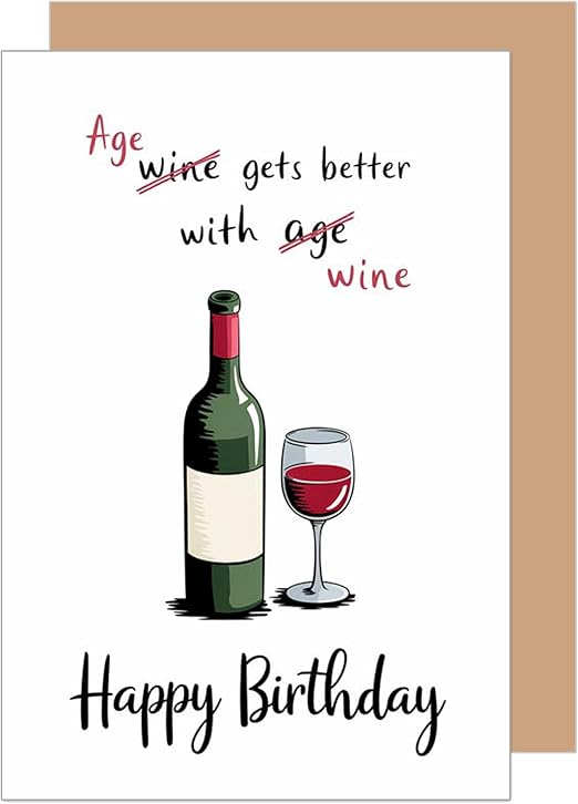 Edition Seidel Premium Birthday Card with Envelope Greeting Happy Birthday for Him or Her Friend BFF Man Woman Wife Husband Wine (G3670 SW024)