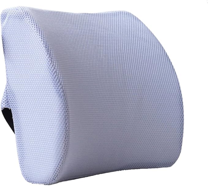 Memory Foam Lumbar Cushion Lower Back Support Pillow Posture Correcting Car Seat Home Office Chair (Gray)