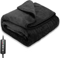 Heated Blanket, Electric heated throw 160x130CM Black, 10 Levels &1-9H Timer Auto-Off, Machine Washable, Soft Flannel and Full Body Warming, Sofa Bed Office Use, warm blanket, electric throw
