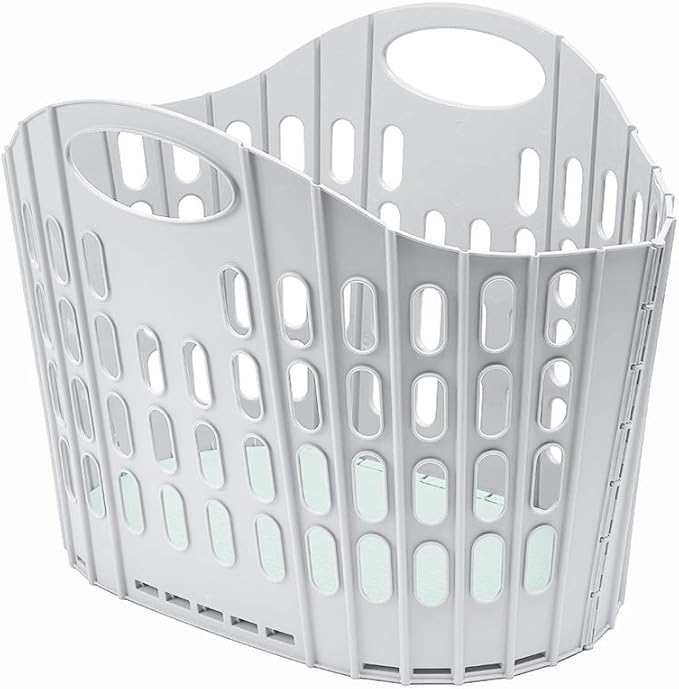 Addis Fold Flat Easy Store Laundry Basket Hamper, Grey & Mint, 38 Litre 518163