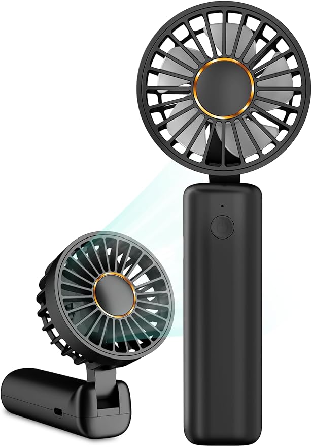 Portable Handheld Fan, Mini Desk Fan Foldable 1800mAh, 180° Ratotion, 3 Speeds, Ultra Quite, Up to 8H Long Use Time, Small Personal Cooling Fans Makeup Eyelash Fan for Women Girl