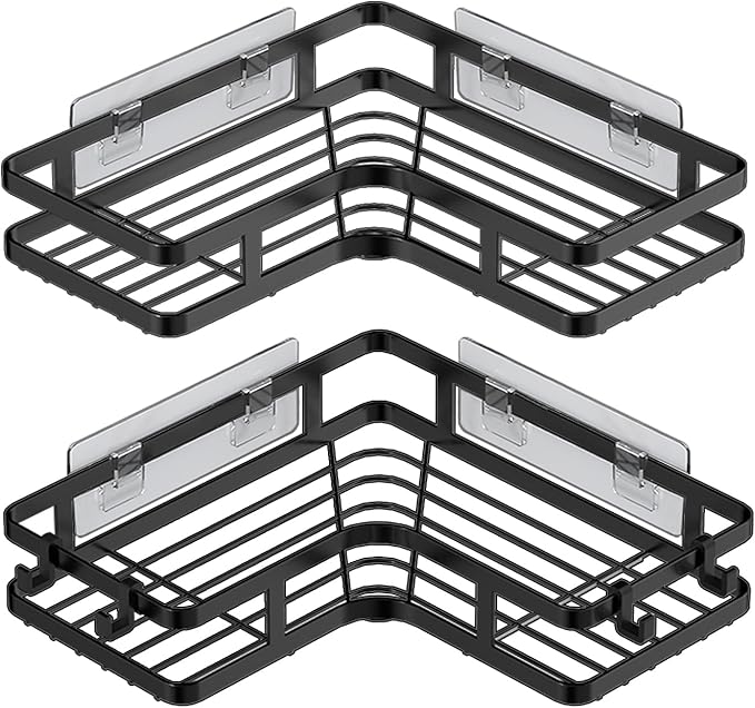 Shower Shelves Storage Rack Basket, Corner Shower Caddy Shelf No Drilling, Home Essentials Bathroom Organiser Accessories for Bathroom or Kitchen