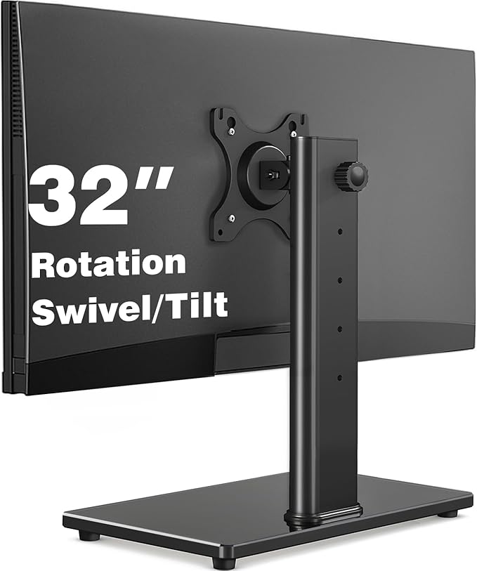 5Rcom Vesa Monitor Stand Free Standing Desk Stand for 13-32 inch Single PC Table Top with Swivel Height Adjustment, Max VESA 100x100mm Max Weight 10kgs
