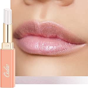 Oulac Moisture Shine Lipstick - Tinted Lip Balm & Hydrating Lipstick for Dry Lips, Sheer Coverage Lip Colour | Juicy Look, Glossy Finish, Vegan, (S3) Halo | Sheer Milky White with Pinky Sheen