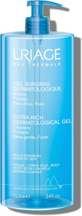 Uriage Extra-Rich Dermatological Cleansing Gel 1L - Fresh Face & Body Foaming Cleanser - Sensitive & Dry Skin - Hydrates & Preserves the Hydrolipidic Film - Paraben & Soap-Free - Physiological pH