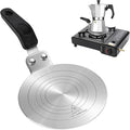 Induction Hob Converter Plate 13cm, Induction Adapter Plate for Moka Pot, Heat Diffuser Plate for Induction/Gas, Induction Plate with Heat Insulation Handle
