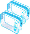 2pcs Clear Travel Toiletry Bag TSA Approved Quart Size Travel Bag Airport Carry on Liquid Cosmetic Pouch Shower Bag Plastic Transparent Security Toiletries Bag