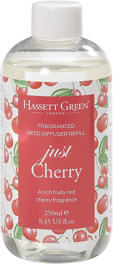 Hassett Green London - Just Cherry - Fragrance Oil Reed Diffuser Refill - Larger Size 250ml Bottle
