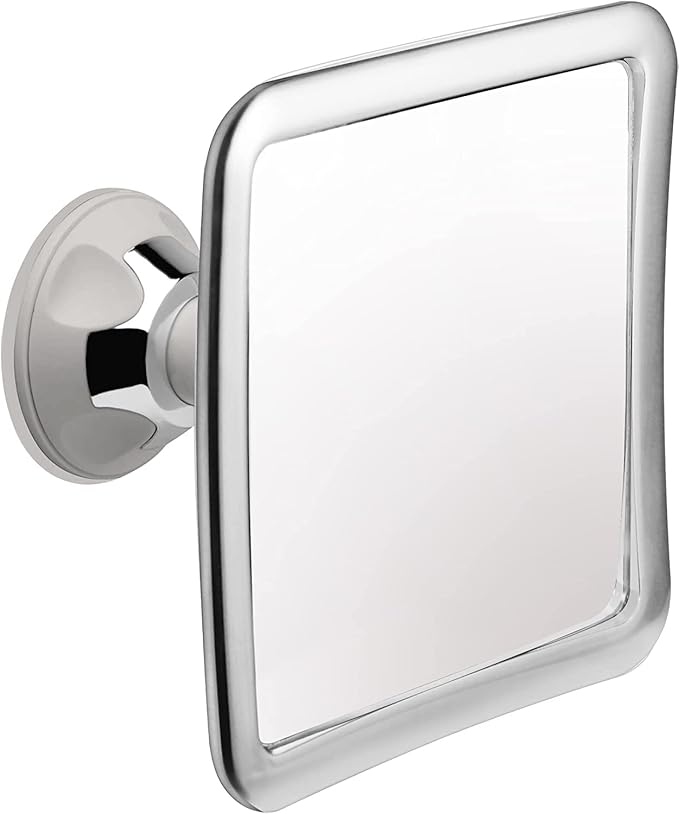 MIRRORVANA Fogless Shower Mirror for Shaving with Upgraded Suction-Cup, 1X Magnifying, 6.3 x 6.3 Inch (Chrome Frame, Grey Suction), MVSF63CHGR1X