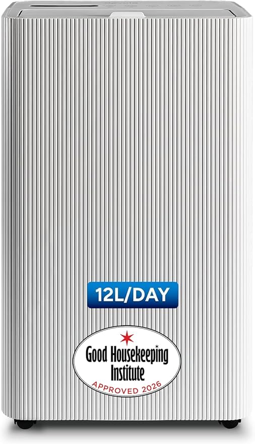 Devola 12L/day Dehumidifier, Energy Efficient (3p per hour to run) Ideal Dehumidifiers for Home with 2.9L Tank, Dual Filtration, Timer, Laundry Drying Mode, Continuous Drainage
