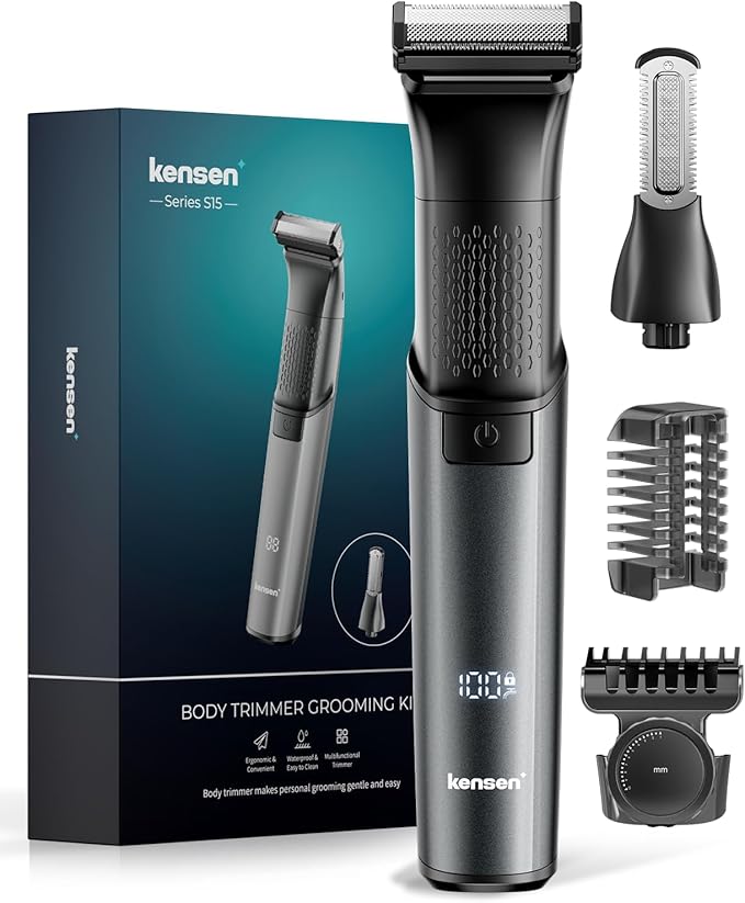 Manscape 2-in-1 Body Hair Trimmer & Beard Trimmer for Men, Kensen Electric Pubic Groin Shaver & Razor, Cordless Waterproof Male Grooming Kit for Limbs & TrunkIn & Timate & Facial Hair, 50 Times Usage