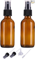 60ml Empty Amber Glass Spray Bottles for Essential Oils,Small Refillable Travel Fine Mist Spray Bottles,Homemade Cleaners and Aromatherapy with Fine Mist Dispenser(2 Pack)