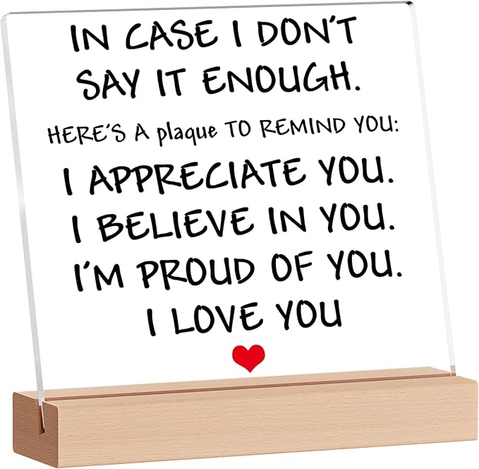 KAAYEE Valentines Gifts for Him & Her, Women Men Valentines Gifts, Valentine’s Gift for Husband Wife, Anniversary Acrylic Plaque Gift for Girlfriend & Boyfriend, Presents for Lover on Birthday