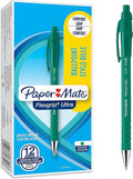 Paper Mate Flexgrip Ultra Retractable Ballpoint Pens | Medium Point (1.0mm) | Green | 12 Count