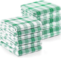 Utopia Towels Plaid Check Dish Towels, 15 x 25 Inches, 100% Ring Spun Cotton Super Absorbent Linen Kitchen Towels, Soft Reusable Cleaning Bar and Tea Towels Set (12 Pack, Green, White) (UT1047)