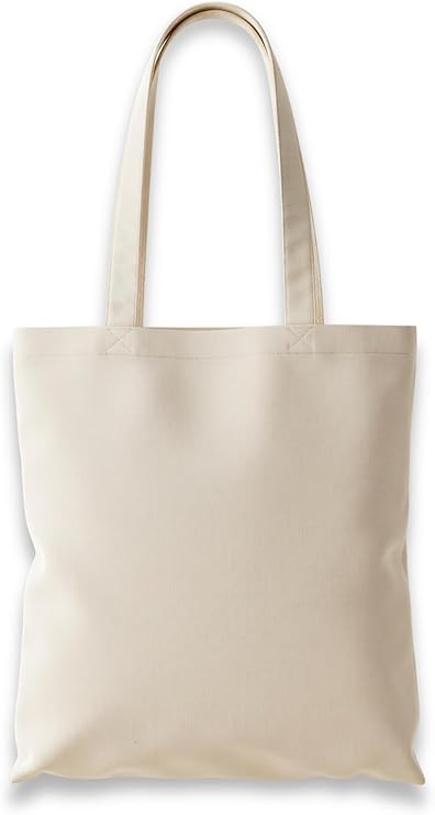 Premium Cotton Tote Bag, Eco-Friendly Shopping Bag, 100% Cotton Canvas, Reusable Grocery Cloth Bag, Extra Strong Long Handle Double Stitched Ideal for Printing