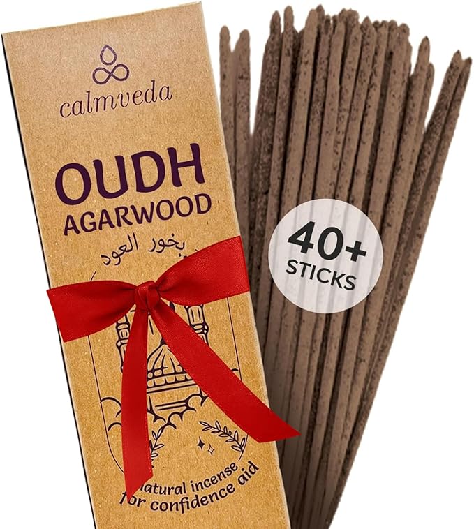 Mystic Oud Agarwood Incense Sticks - (40+Sticks, 9 inch) Thick Natural Resin Incense Made from Assam Oudh Chips, Clean Charcoal Free | Infuse Luxury with These Exotic Oud Incense (Burn Time 45+ mins)