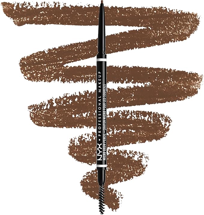 NYX Professional Makeup Micro Brow Pencil, Dual Ended With Mechanical Brow Pencil And Spoolie Brush, Vegan Formula, Shade: Chocolate