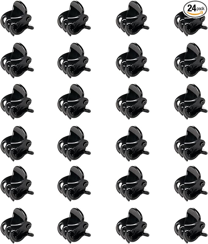 24PCS Mini Hair Clips, Claw Clips, Plastic Mini Hair Claws, Non Slip Hair Claw Clips Clamps for Girls and Women, H-air Accessories Suitable for Kids and Adult Hairstyles (Black)