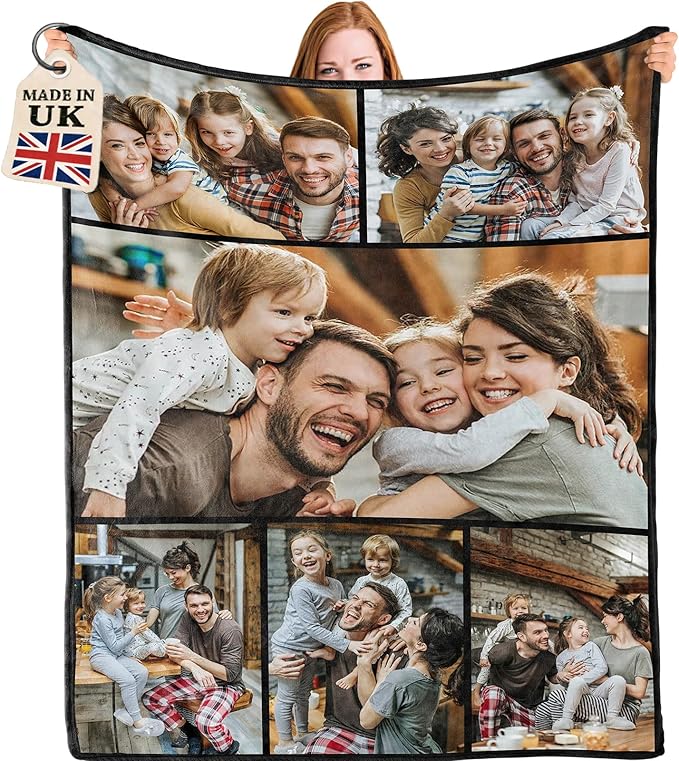 Bemaystar Personalised Blanket for Adults Kids - Gifts with Photo Text, Personalised Photo Blanket, Custom Blanket, Gifts for Family Friends Couple Pet, Gifts for Birthday Mothers Day