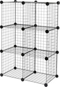 Amazon Basics 6 Cube Wire Grid Stackable Storage Shelves, Black, 66 x 32 x 96.5 cm