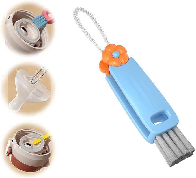 3 in 1 Cup Lid Gap Cleaning Brush, Multifunctional Bottle Cup Lid Gap Cleaner, Home Kitchen Crevice Cleaning Brush Tools (Blue)