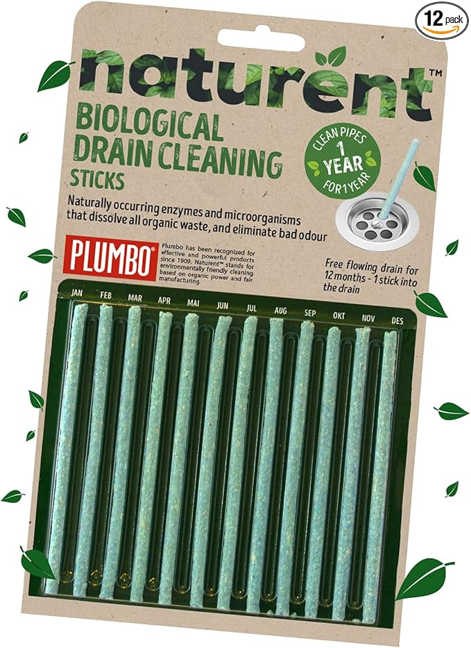 Drain Cleaning Sticks Pack of 12 – 1-Year Supply of Enzyme-Activated Cleaners, Sink Odour Remover – Natural, Sustainable Enzyme Cleaner Clog & Drain Cleaning Sticks by Plumbo
