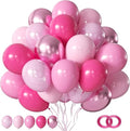 Pink Balloons - 12 Inch Party Balloons Pack of 50 with Light, Hot, Pearl, Metallic & Pink Balloons with Ribbons & Glue Tapes for Birthday, Baby Shower, Gender Reveal, Wedding & Girl Themes