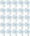 AKH® Clear Suction Hooks | Pack of 20 | 2.2cm Rubber Sucker Pads with Metal Hook | Strong Hanging Hook for Christmas Hanging Decorations Signs Mirror Glass Kitchen Bathroom Wall Festivals Decorations