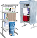 4 Tier Digital Electric Heated Clothes Airer - With Cover | Drying Laundry Rack | Size 147cm, 300w | Extendable Foldable Indoor Heated Dryer | For Winter & Cold Weather | Adjustable Timer Settings