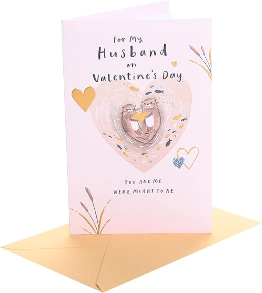 UK Greetings | Valentine's Day Card for Husband | I Love You Presents | Him, Boys, Men | Otters Design | With Envelope | 14.9 x 22.9 cm