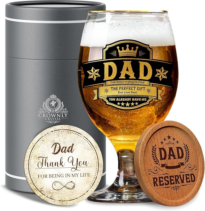 Dad Birthday Gifts Pint Glasses Personalised Gifts for Men Daddy Beer Glasses Gifts from Daughter Son Happy Birthday