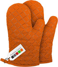 Oven Gloves Heat Resistant Double Sided Non Slip Silicone Oven Mitts for Grilling Cooking Baking Barbecue - Silicone 1 Pair, Orange Christmas Oven Gloves