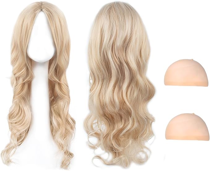 AYNKH Long Blonde Wave Wigs - 27" Curly Hair Wig for Women's Fancy Dress & Cosplay
