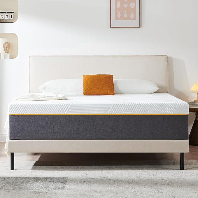 Single Mattress, 15cm Thick, Medium Firm, Orange, Memory Foam, Breathable, Pressure Relief
